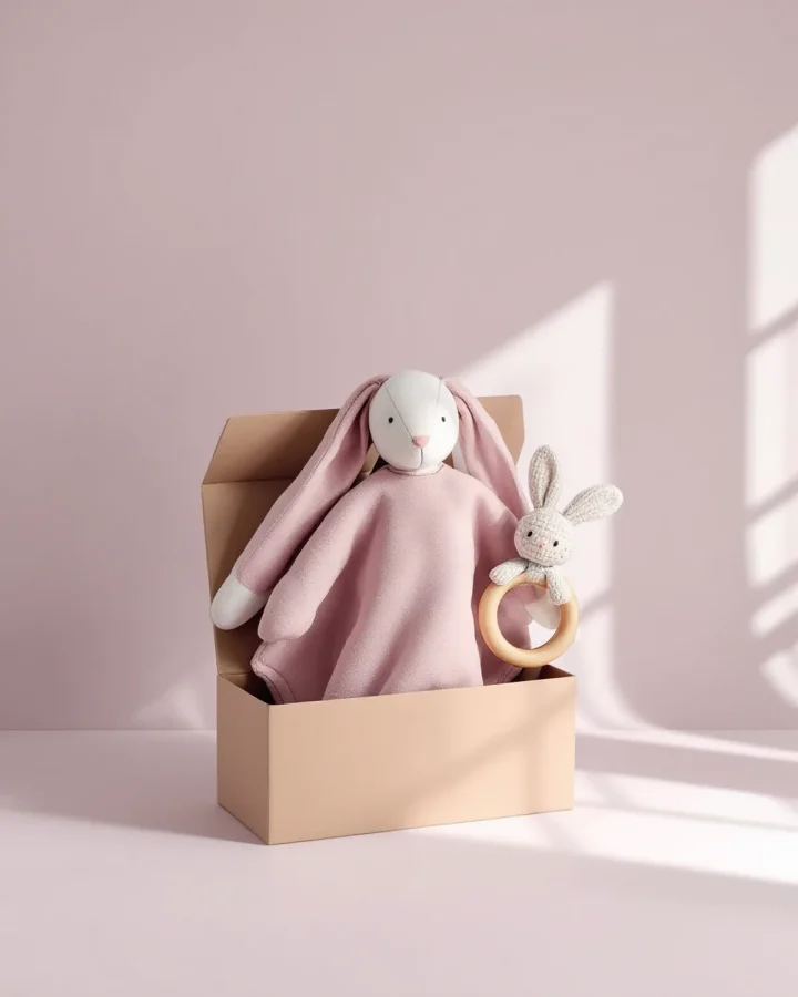 Coffret doudou lapin & hochet