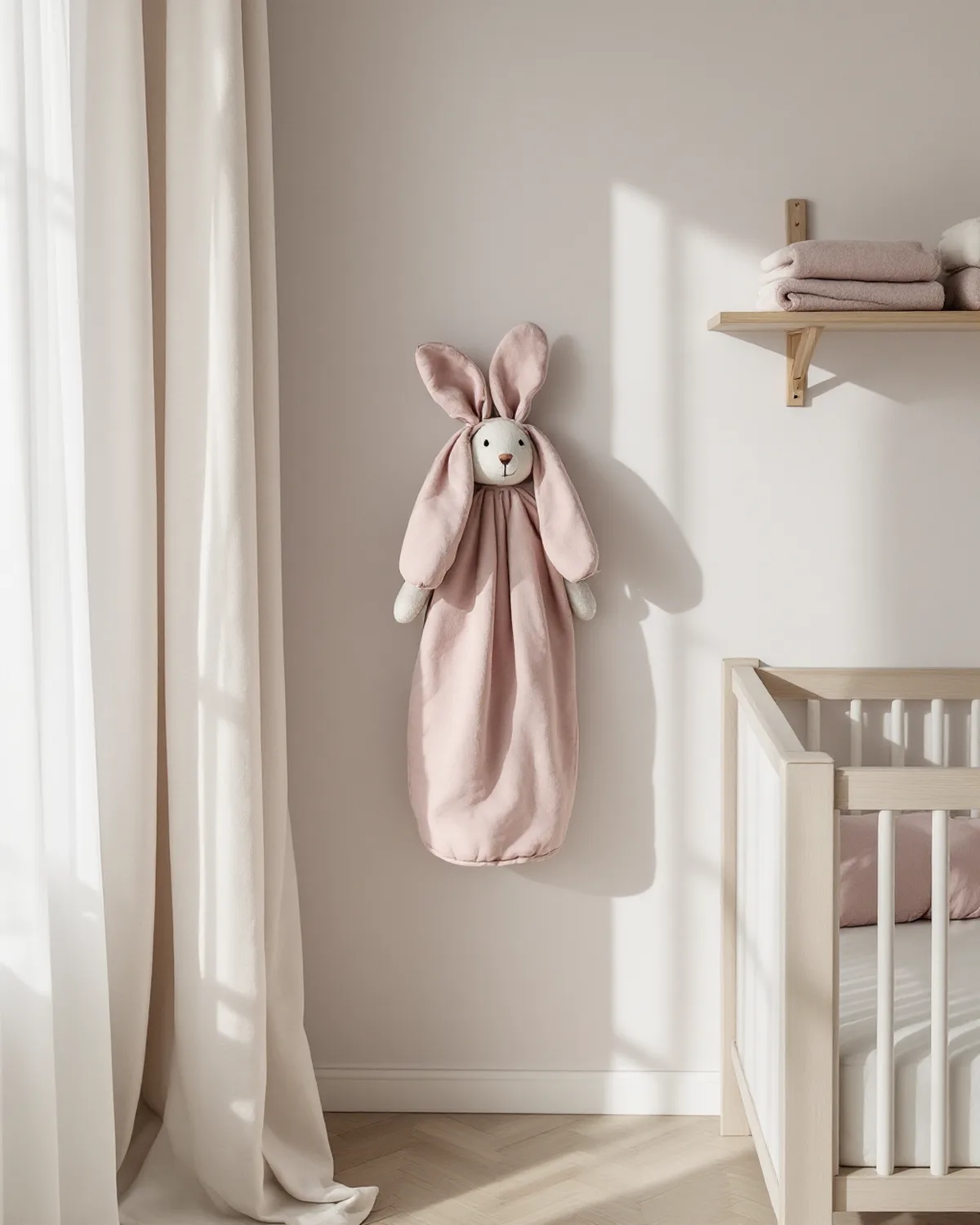 Doudou plat lapin en lin, en situation